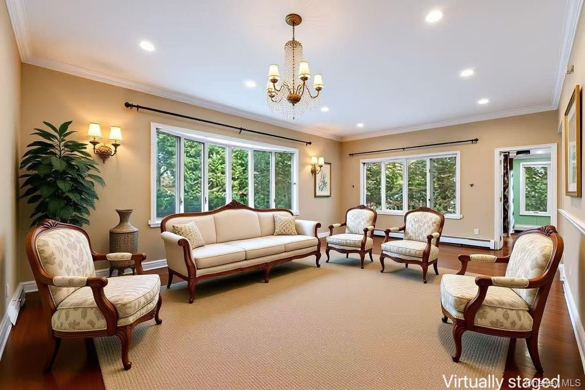 Chandelier, Interior, Living room, Recessed Lighting, Wood Texture Flooring