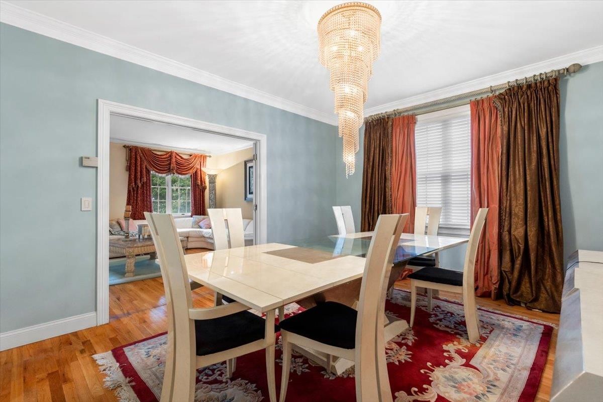 Chandelier, Dining room, Interior, Wood Texture Flooring