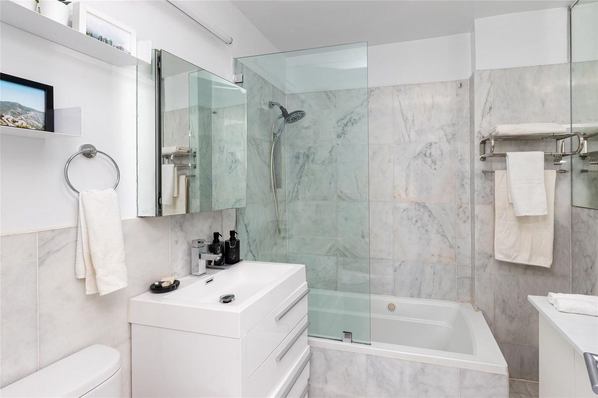 Bathroom, Glass Shower, Interior, Marble Walls