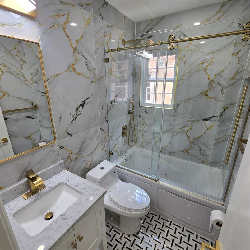 Bathroom, Glass Shower, Interior, Marble Walls