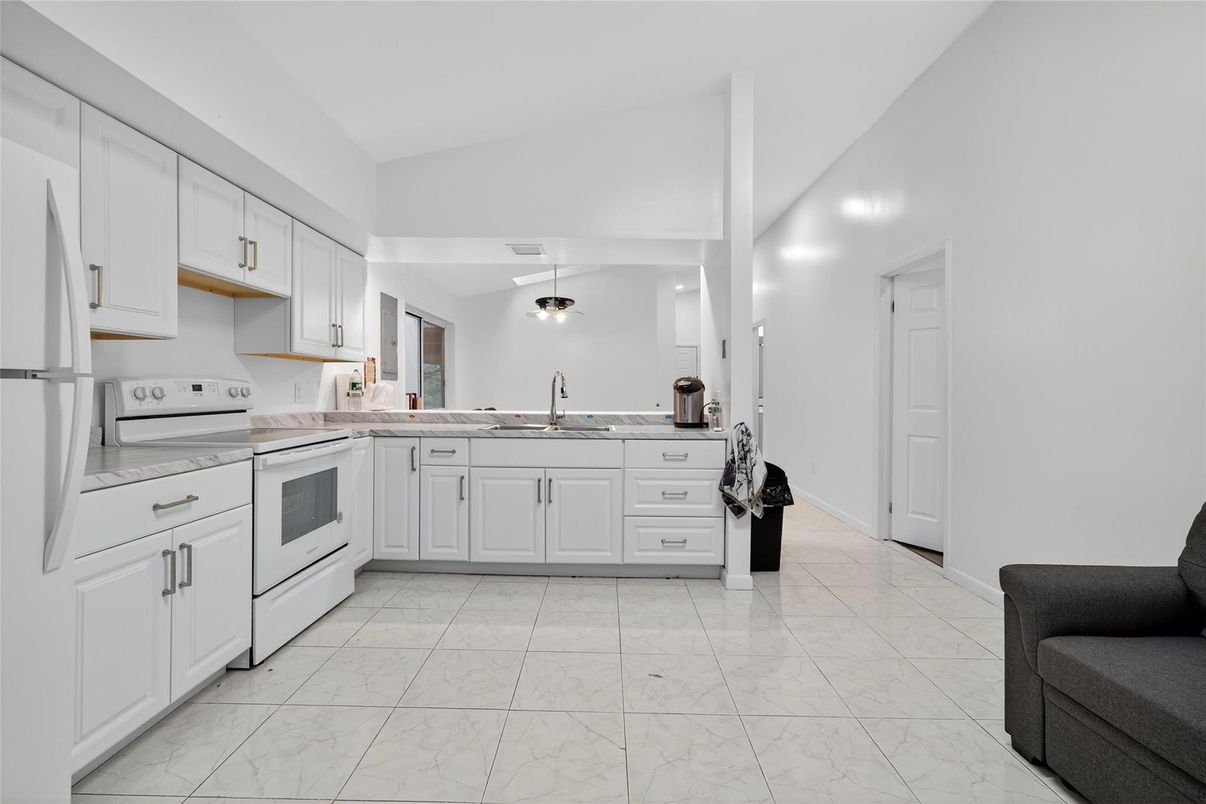 Interior, Kitchen, Marble, Pendant Lights