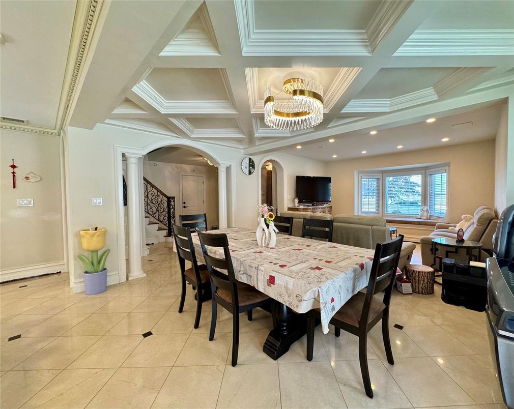 Chandelier, Dining room, Interior, Recessed Lighting