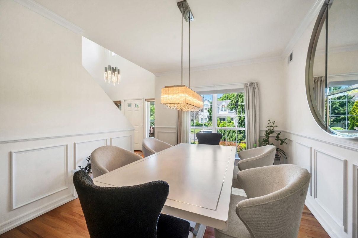 Chandelier, Dining room, Interior, Wood Texture Flooring