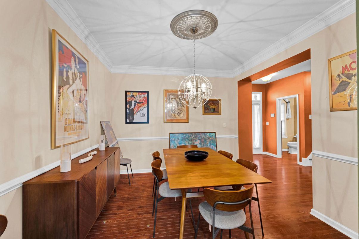 Chandelier, Dining room, Interior, Wood Texture Flooring