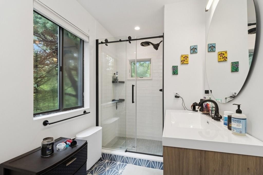 Bathroom, Glass Shower, Interior, Recessed Lighting