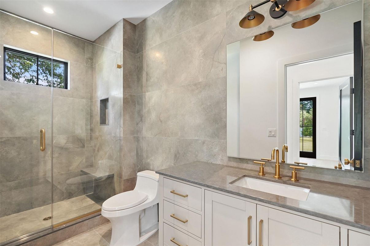 Bathroom, Glass Shower, Interior, Recessed Lighting