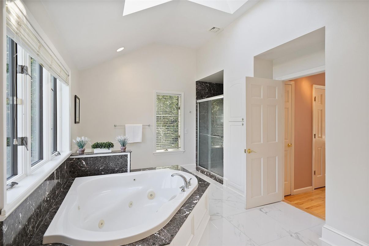 Bathroom, Glass Shower, Interior, Marble, Recessed Lighting