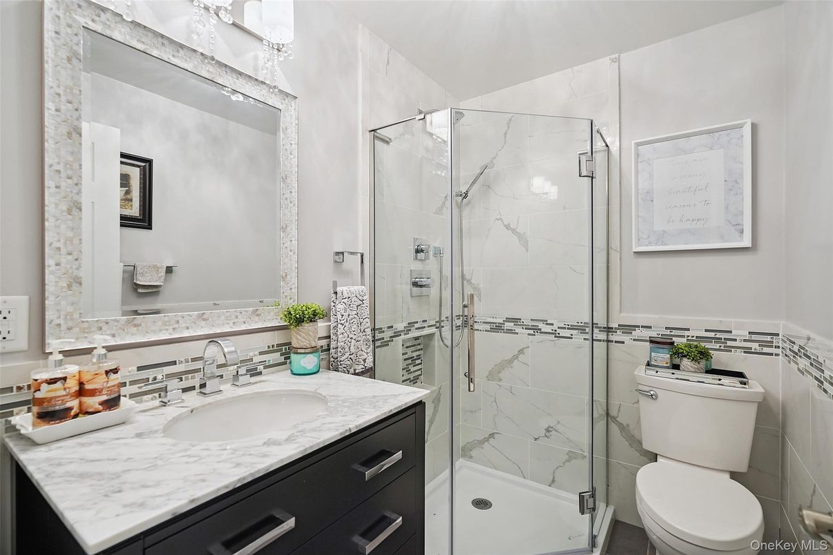 Bathroom, Glass Shower, Interior, Marble Walls