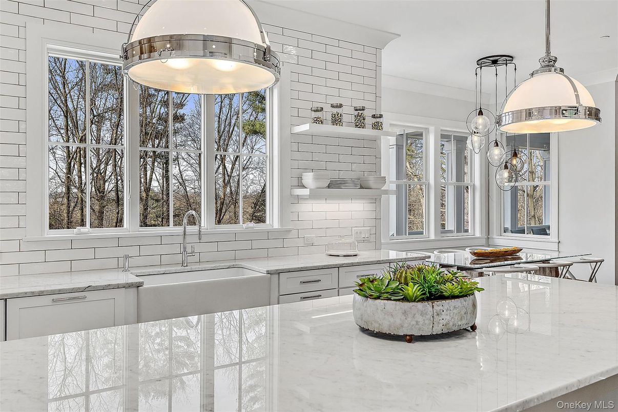 Interior, Kitchen, Marble, Pendant Lights
