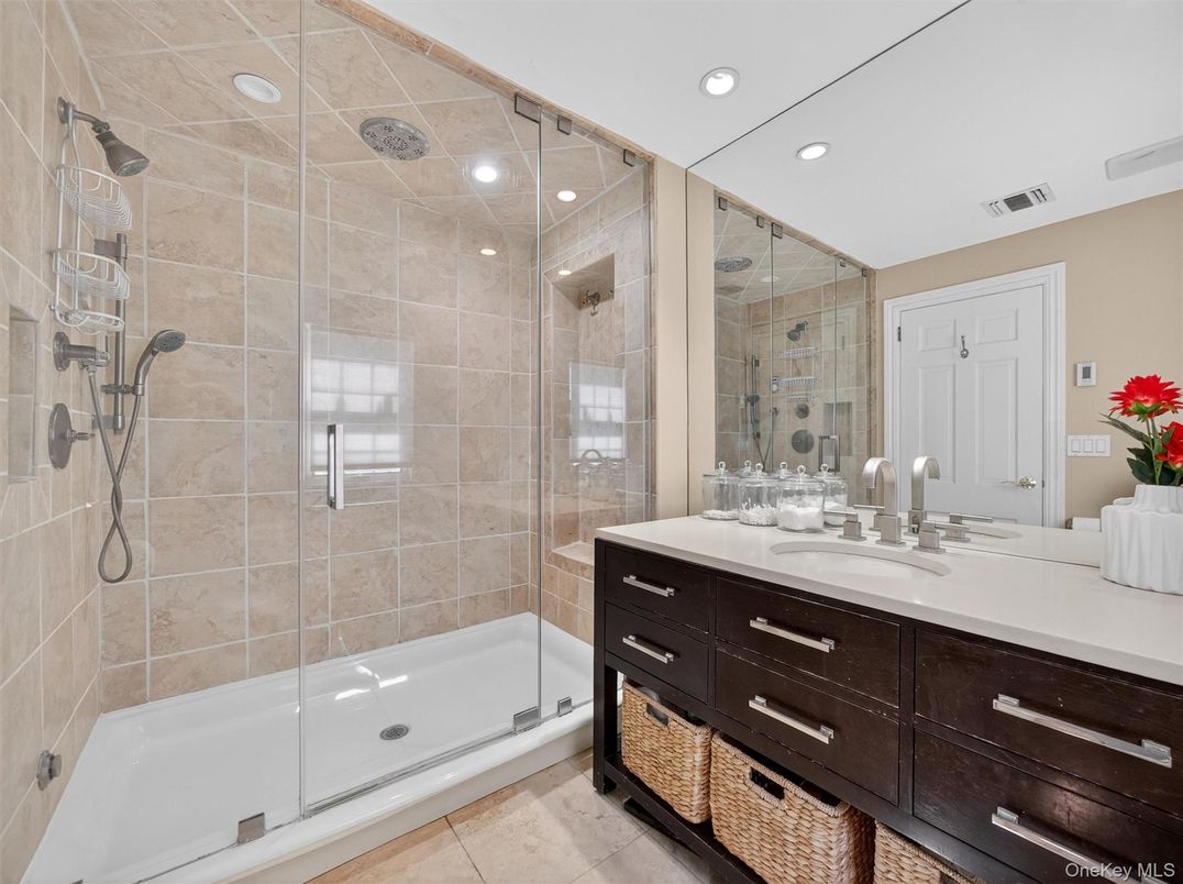Bathroom, Glass Shower, Interior, Recessed Lighting