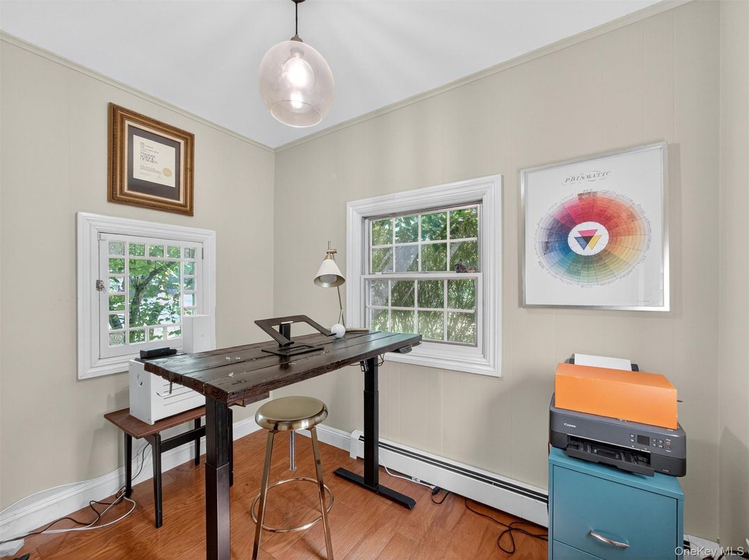 Home Office, Interior, Pendant Lights, Wood Texture Flooring