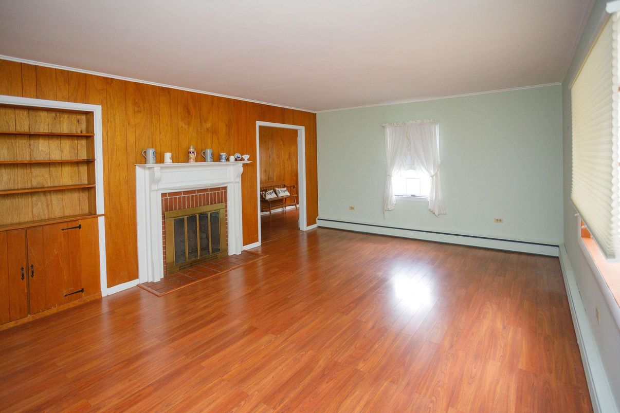 Empty room, Fireplace, Interior, Wood Texture Flooring, Wooden Walls