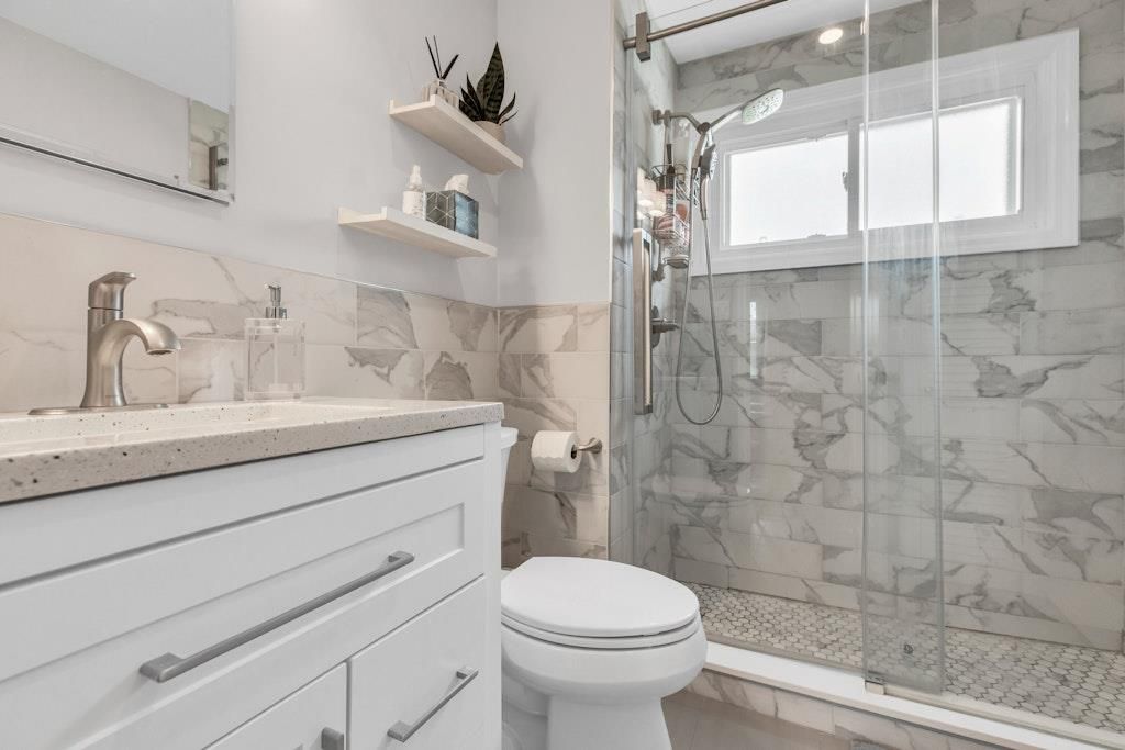 Bathroom, Glass Shower, Interior, Marble Walls