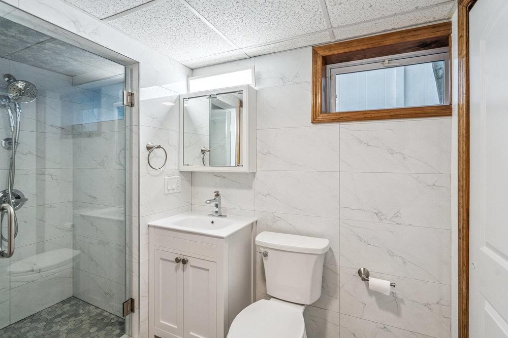 Bathroom, Glass Shower, Interior, Marble Walls