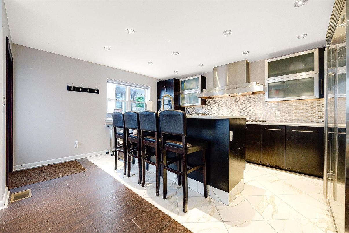 Dining room, Interior, Kitchen, Marble, Recessed Lighting, Wood Texture Flooring