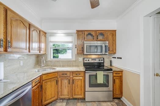 Interior, Kitchen, Stainless Steel Appliances, Wood Texture Flooring