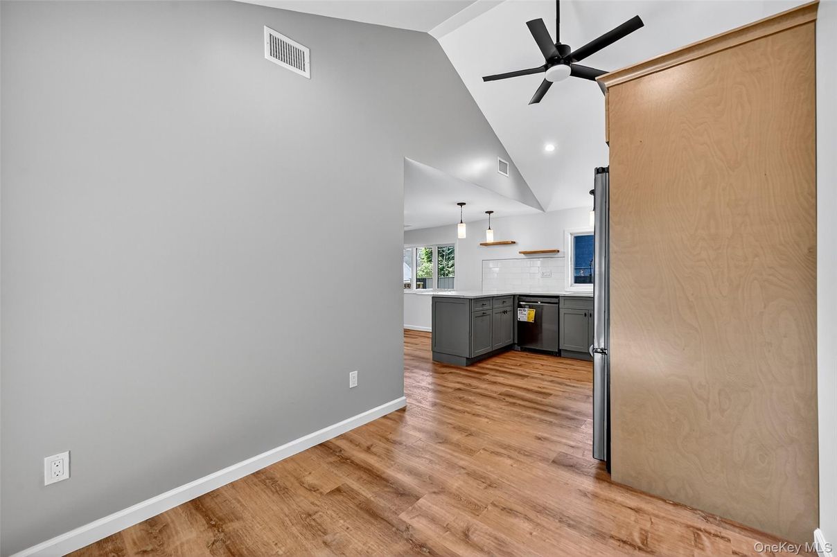 Interior, Kitchen, Pendant Lights, Recessed Lighting, Wood Texture Flooring