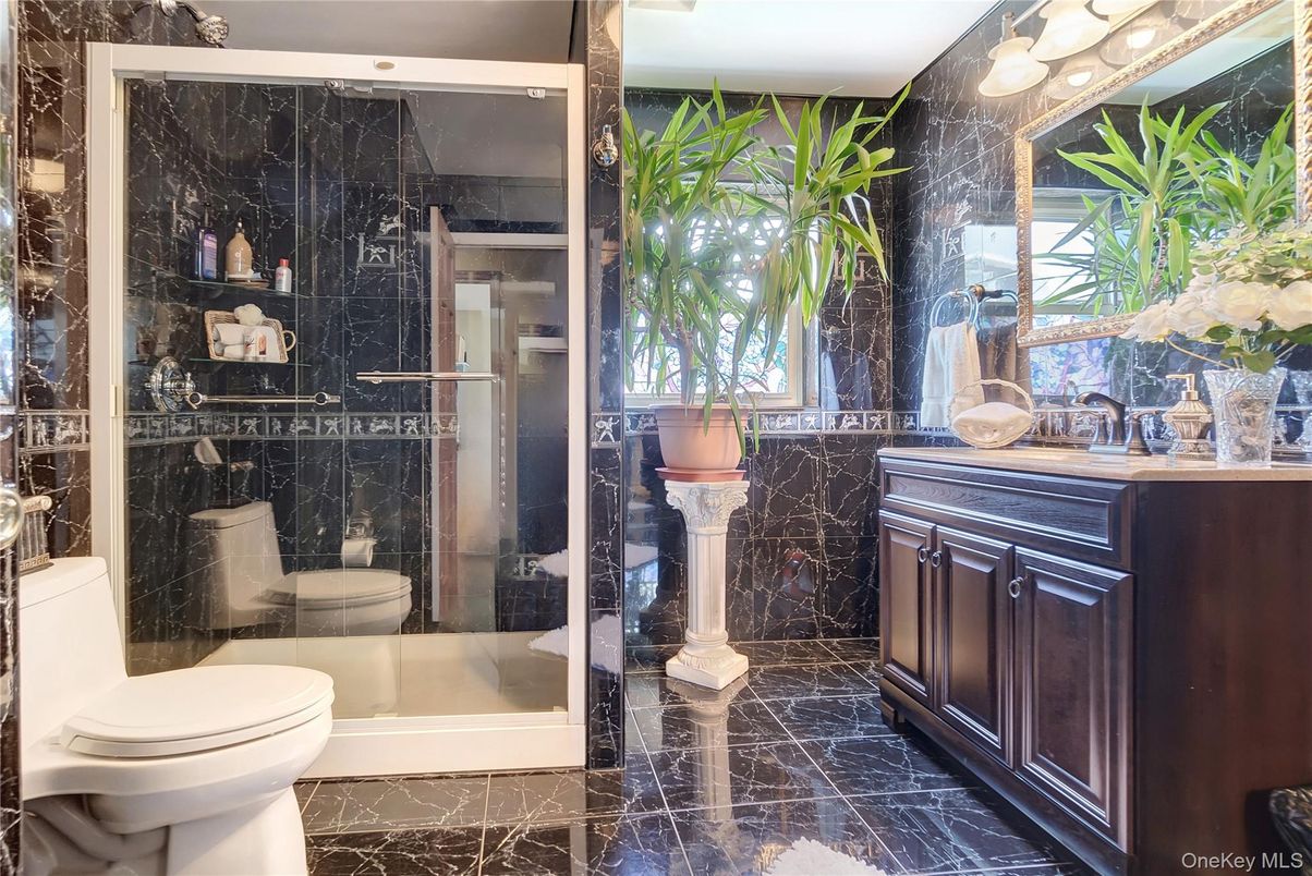 Bathroom, Glass Shower, Interior, Marble, Marble Walls