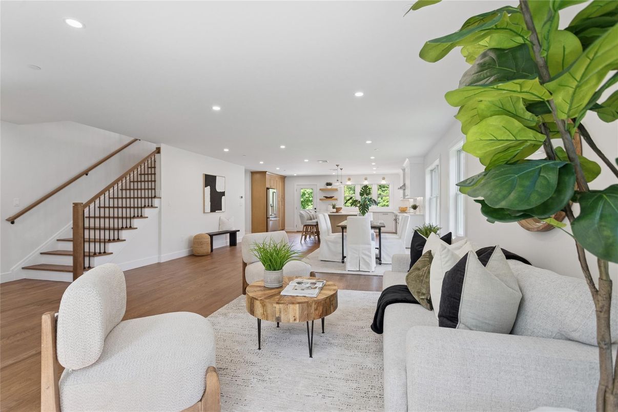 Dining room, Interior, Kitchen, Living room, Pendant Lights, Recessed Lighting, Wood Texture Flooring