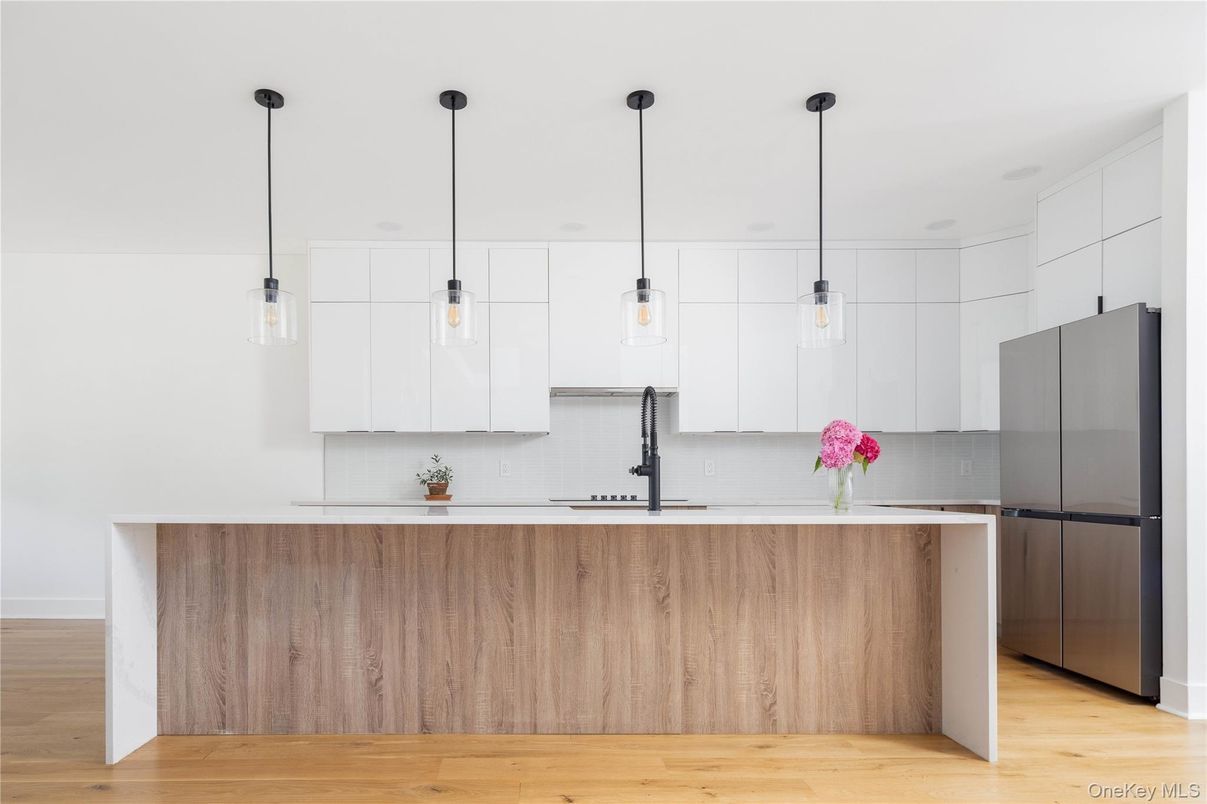 Interior, Kitchen, Pendant Lights, Stainless Steel Appliances, Wood Texture Flooring