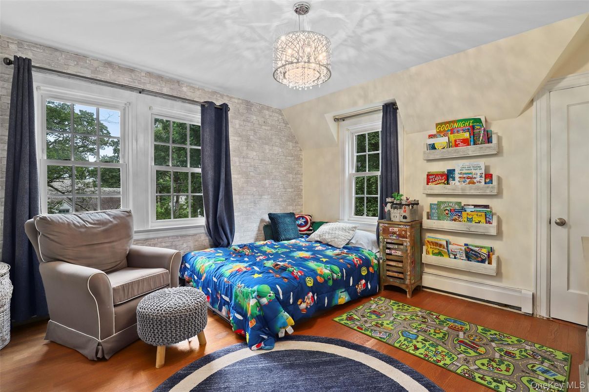 Bedroom, Chandelier, Interior, Wood Texture Flooring