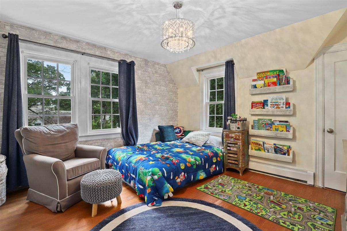 Bedroom, Chandelier, Interior, Wood Texture Flooring