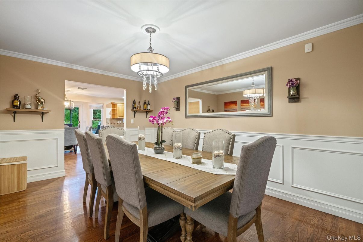 Chandelier, Dining room, Interior, Wood Texture Flooring