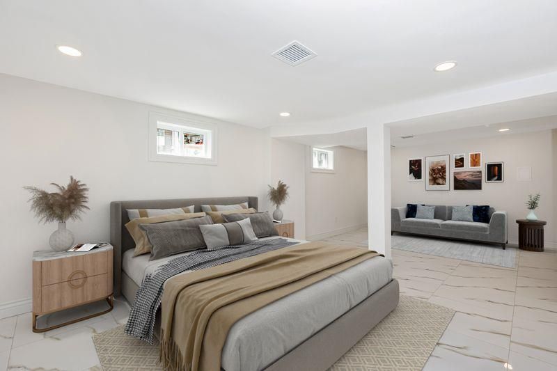 Bedroom, Interior, Marble, Recessed Lighting