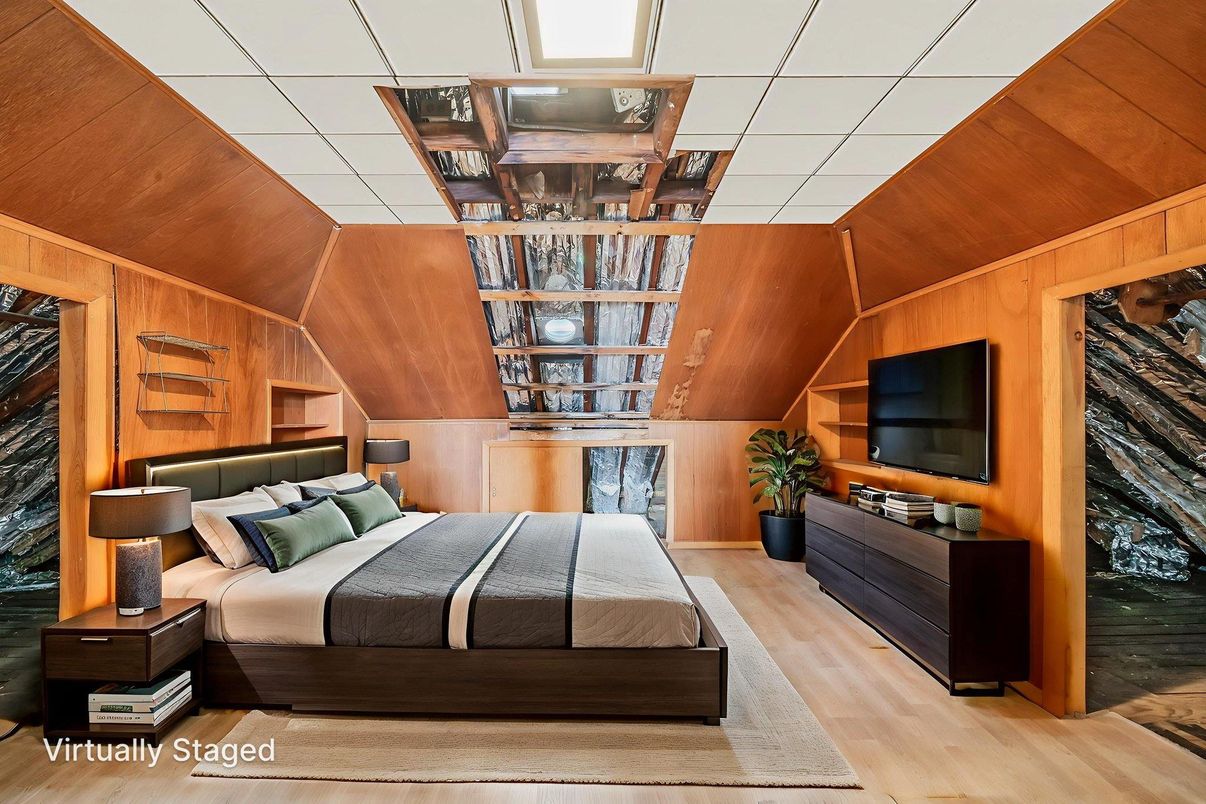 Bedroom, Interior, Wood Texture Flooring, Wooden Walls