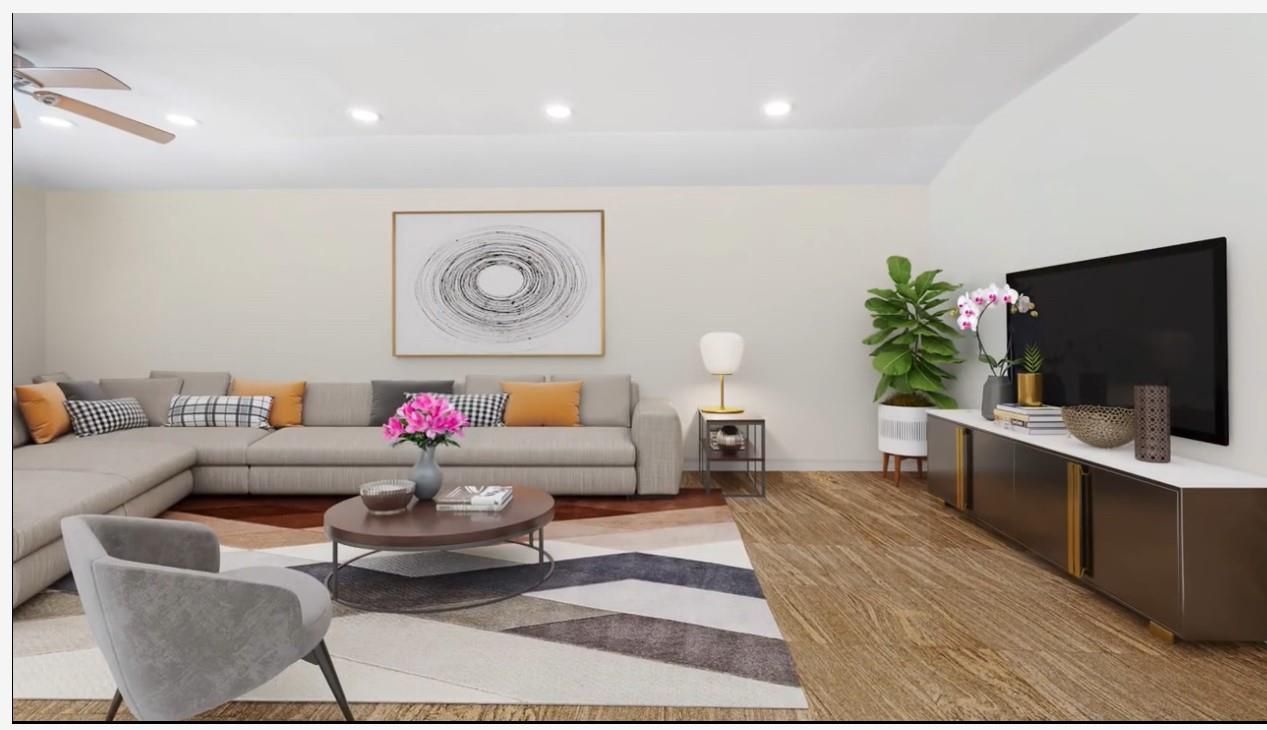Interior, Living room, Recessed Lighting, Wood Texture Flooring