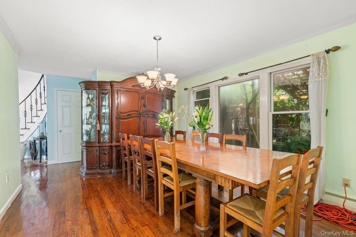 Chandelier, Dining room, Interior, Wood Texture Flooring