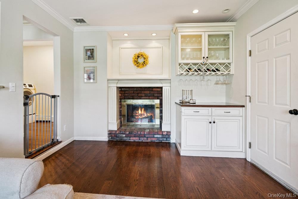 Fireplace, Interior, Recessed Lighting, Wood Texture Flooring