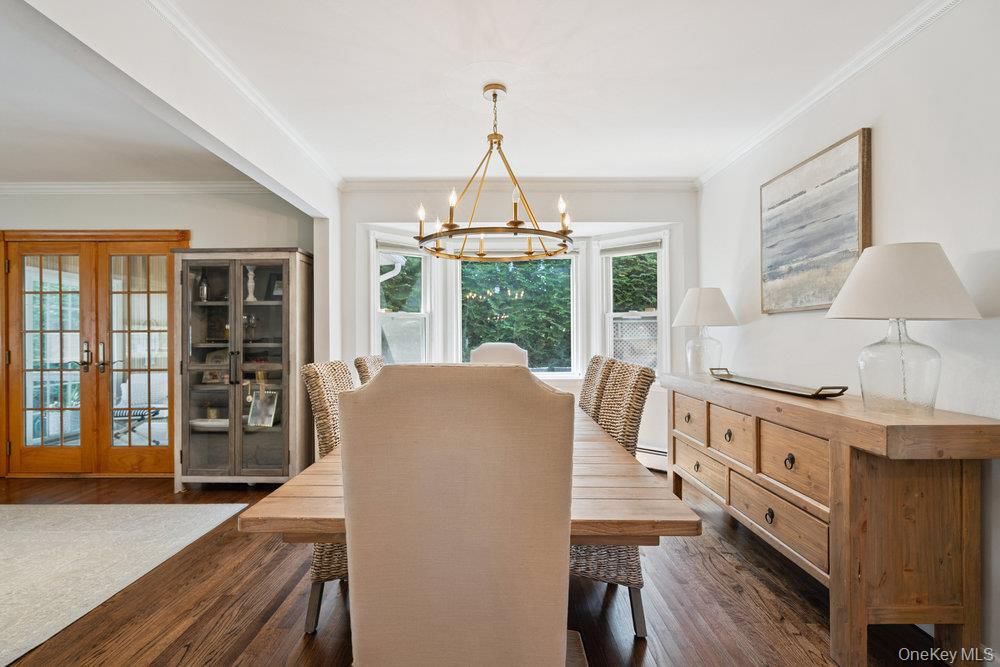 Chandelier, Dining room, Interior, Wood Texture Flooring