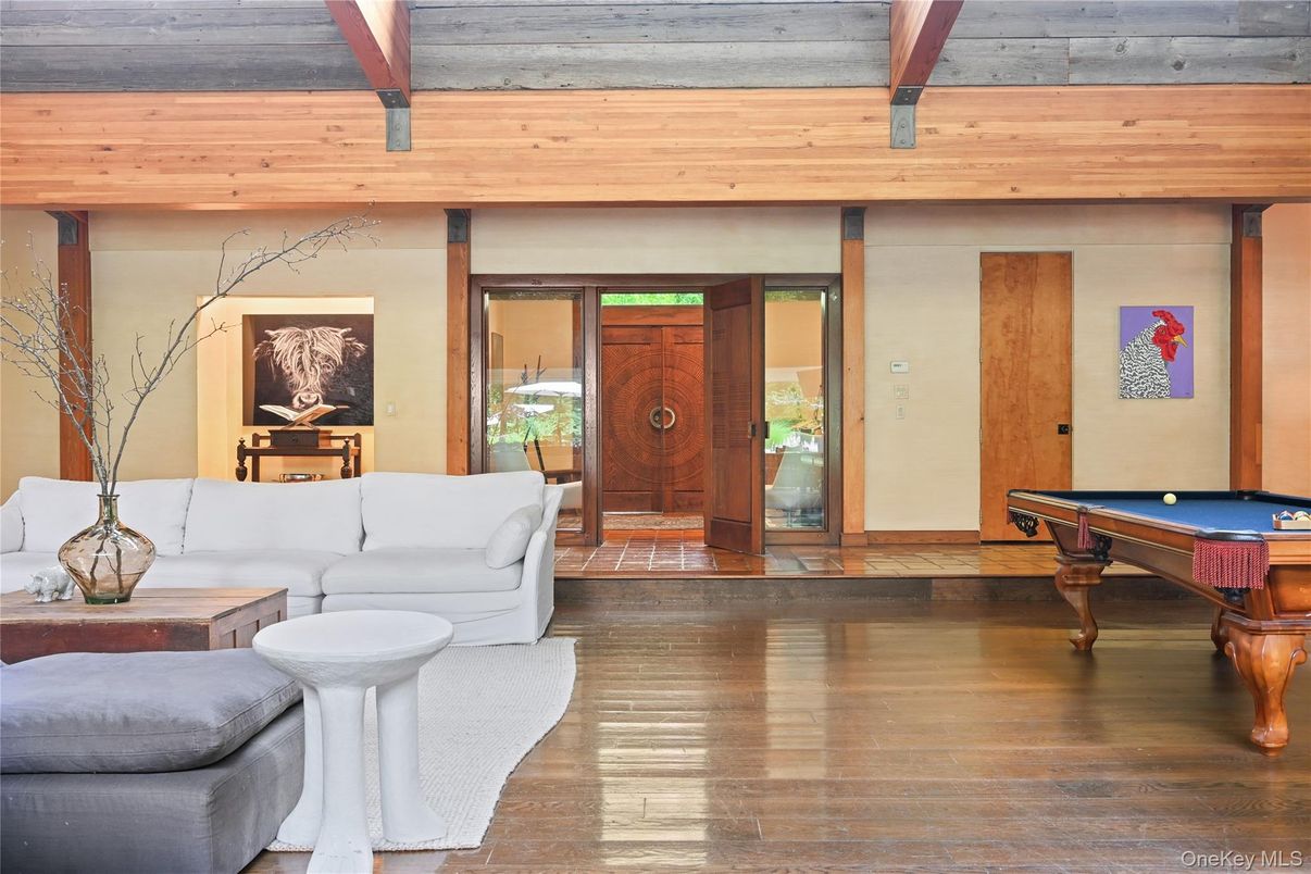 Billiard Table, Game Room, Interior, Living room, Wood Texture Flooring
