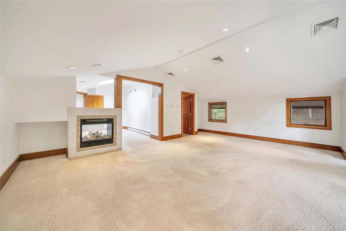 Empty room, Fireplace, Interior, Recessed Lighting