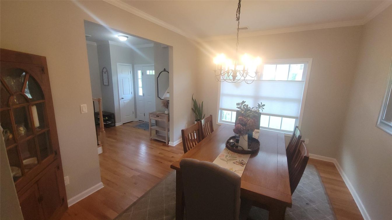 Chandelier, Dining room, Interior, Wood Texture Flooring