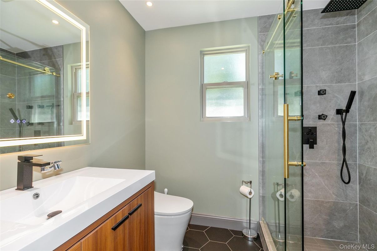 Bathroom, Glass Shower, Interior, Recessed Lighting