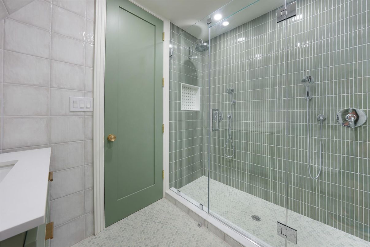Bathroom, Glass Shower, Interior, Recessed Lighting