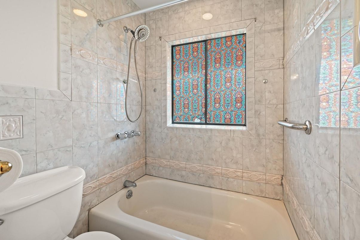 Bathroom, Interior, Marble Walls, Recessed Lighting