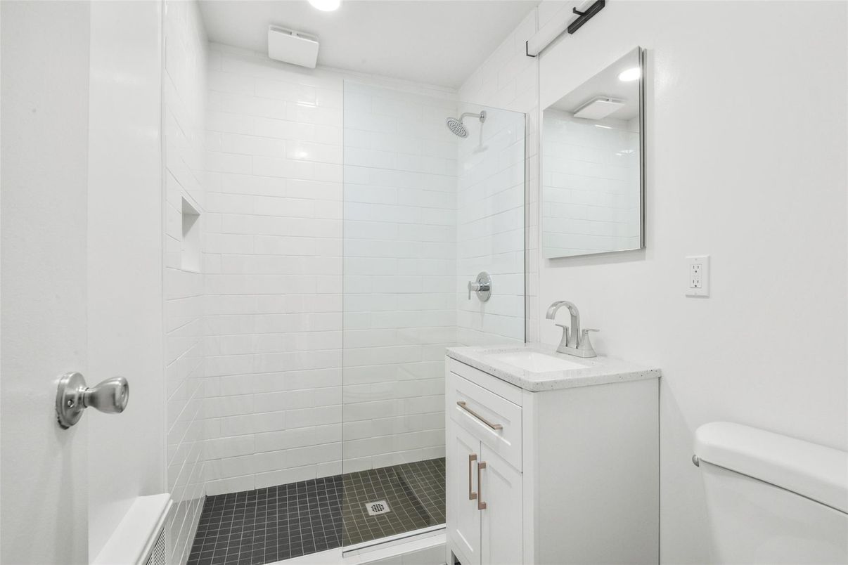 Bathroom, Glass Shower, Interior, Recessed Lighting