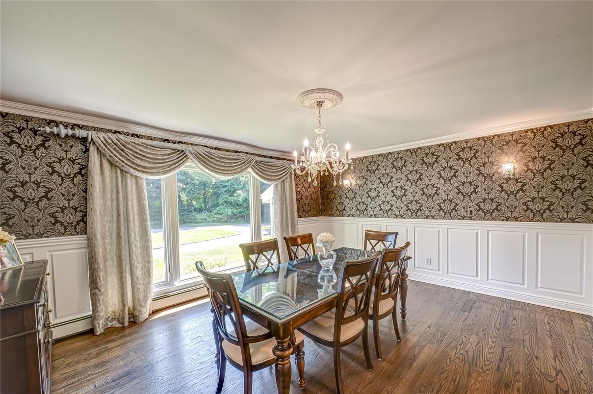 Chandelier, Dining room, Interior, Wood Texture Flooring