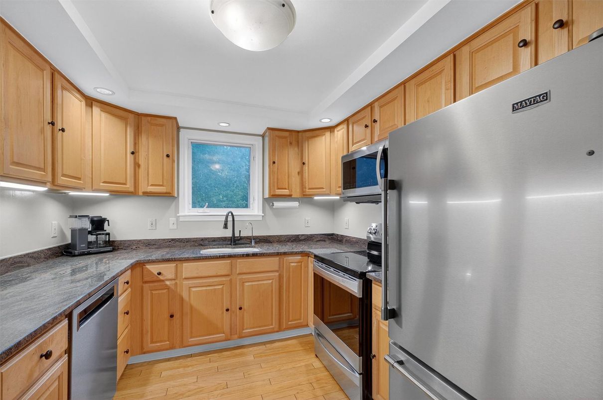Interior, Kitchen, Recessed Lighting, Wood Texture Flooring