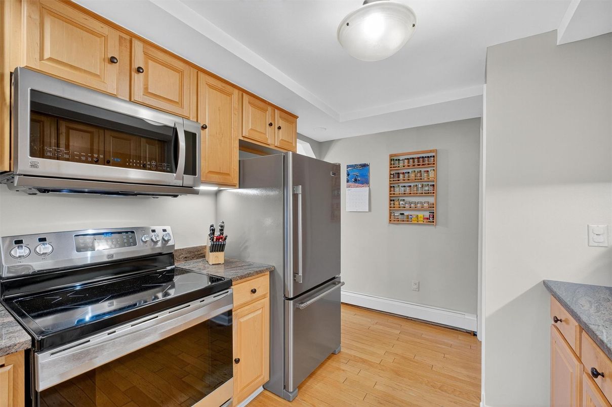 Interior, Kitchen, Stainless Steel Appliances, Wood Texture Flooring