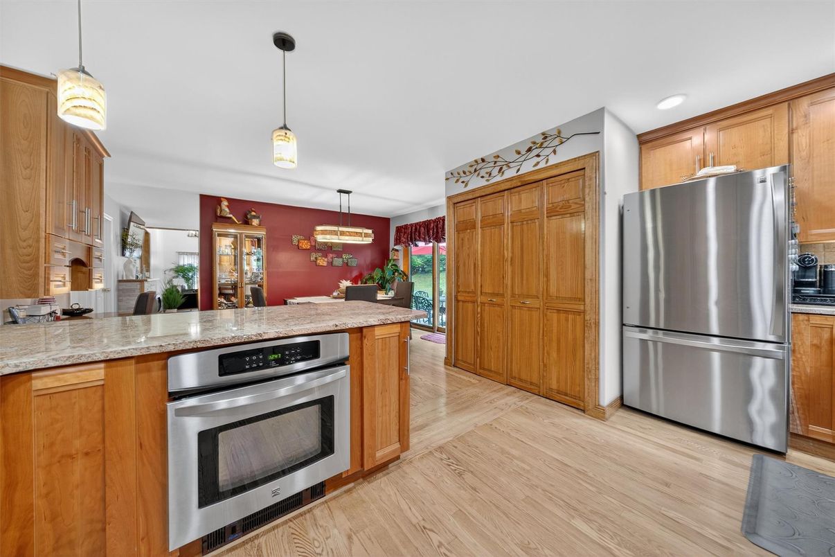 Interior, Kitchen, Pendant Lights, Recessed Lighting, Wood Texture Flooring