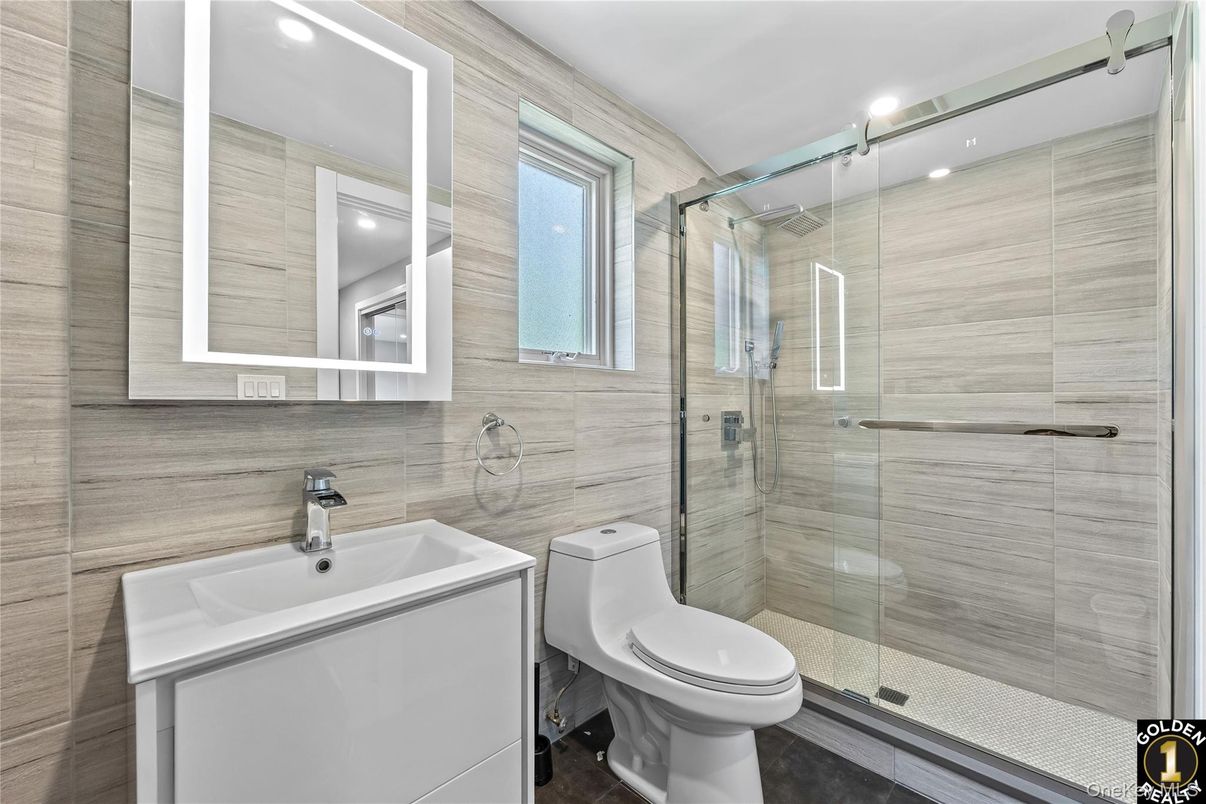 Bathroom, Glass Shower, Interior, Recessed Lighting