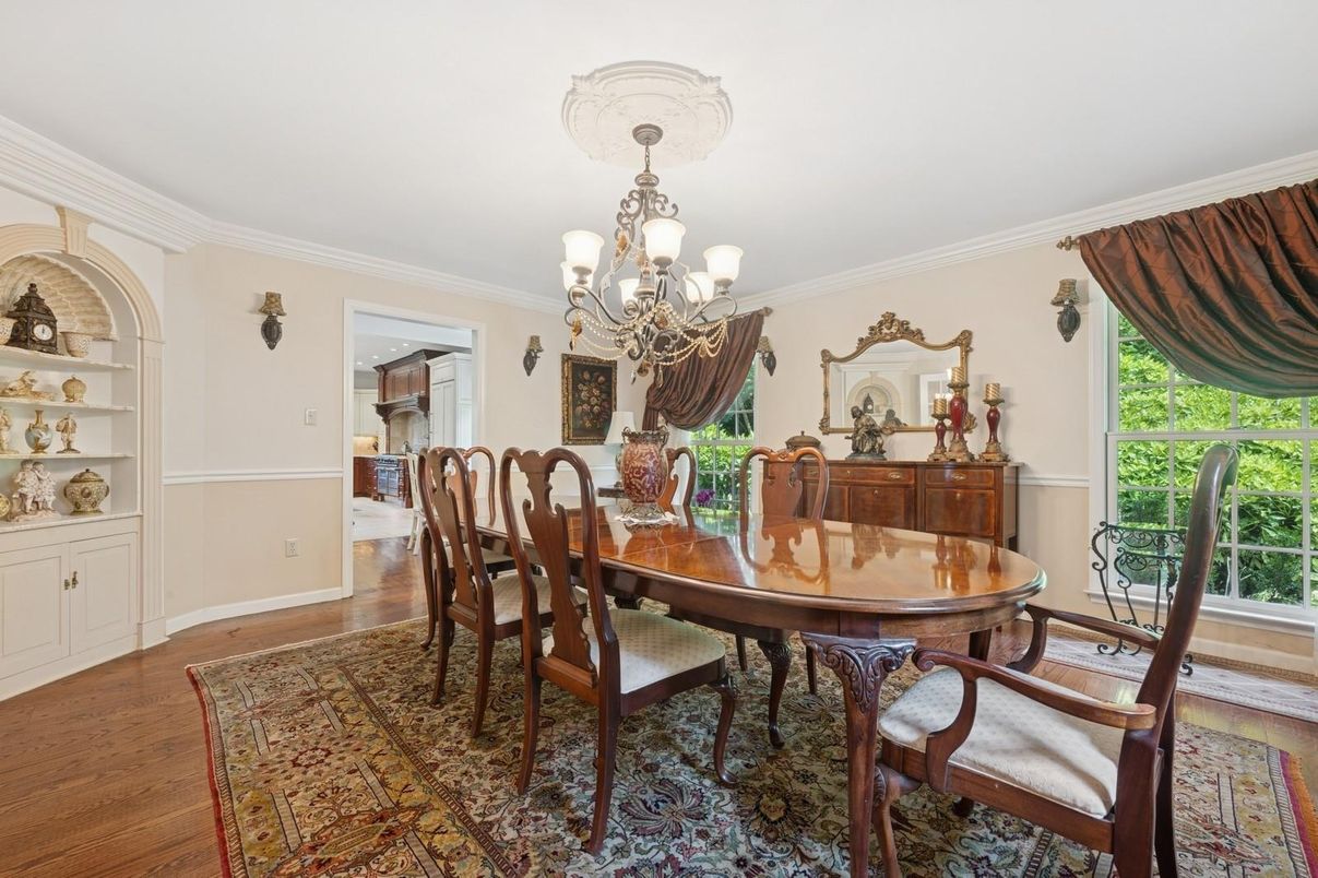 Chandelier, Dining room, Interior, Wood Texture Flooring