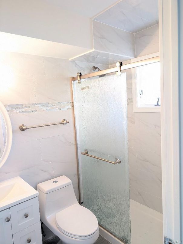 Bathroom, Glass Shower, Interior, Marble Walls