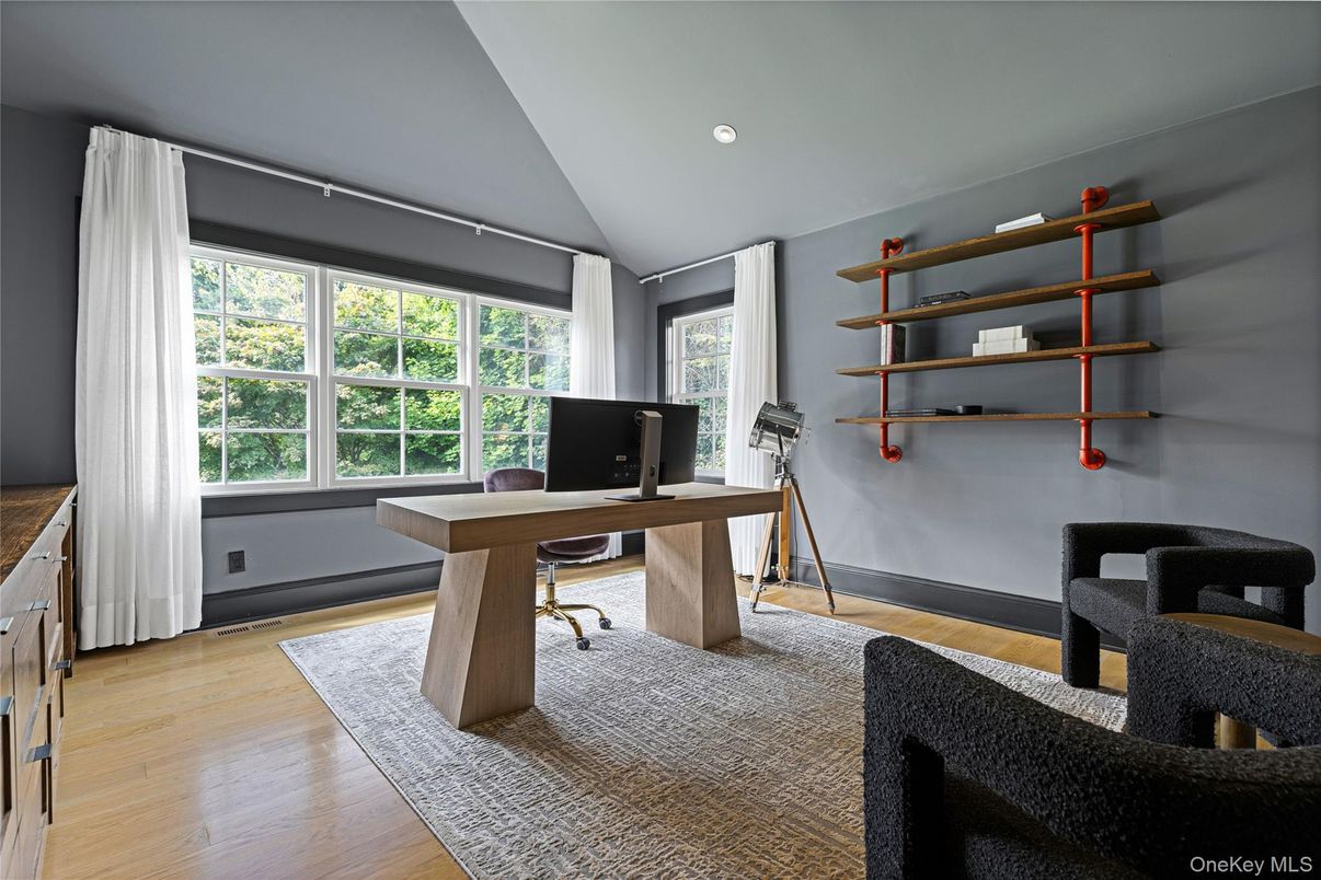 Home Office, Interior, Recessed Lighting, Wood Texture Flooring