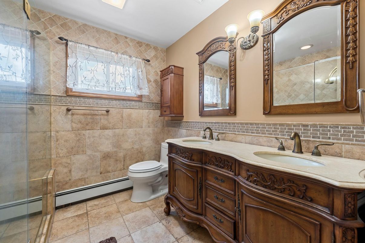 Bathroom, Dual Sink Vanities, Glass Shower, Interior, Recessed Lighting