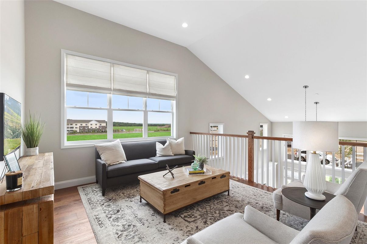 Interior, Living room, Pendant Lights, Recessed Lighting, Wood Texture Flooring